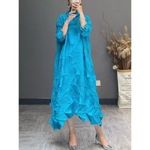 이세이 플리츠 다이아몬드 주름 7부소매 미디 롱원피스