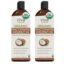 Viva Naturals Organic Fractionated Coconut Oil 비바 네추럴스 오가닉 정제 코코넛 오일 473ml(16oz) 2팩, 2개, 473ml