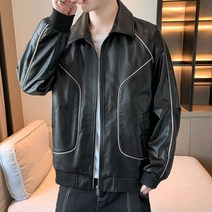 가죽 자켓 남자 봄과 가을 스타일 ruffian 잘 생긴 오토바이 pu 옷 봄 파티 b3 폭격기 자켓을 극복, 3XL, 검은색