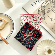 예쁜 손수건 2종세트 여성 순면 자수 레이스 대형 목손수건 에티켓 꽃무늬 국내생산