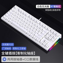 RKR87 기계식 키보드 R104 유선 RGB객제화 87키 PC 노트북 e스포츠 게임 핫플러그, 1, R87화이트(무광-풀키)싱글USB 유선, K 백축