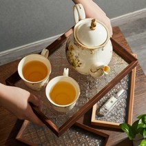 Well 앤티크 유리트레이 플라워 우드 디저트트레이, 상세페이지 참조