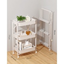 설치 필요없음 이동식 리어카 탄소강 방수 접이식 층별 선반 틈새 선반 강한 하중력 3컬러, 화이트, 손잡이 있음