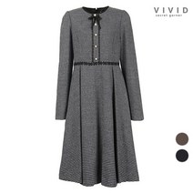 VIVID SG VIVID 러블리 리본브롯치 레이스배색 울 원피스