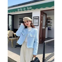 하늘색가디건 긴팔 가디건 탑 기질 부드러운 레이디 하이 센스 작은 향기로운 바람 재킷