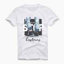 빅사이즈 남여공용 네버스탑 청바지 레터링 프린팅 그래픽 반팔 티셔츠 커플티 단체티