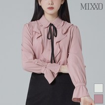 미쏘 블랙리본포인트 프릴 블라우스_MIWBL9V16A