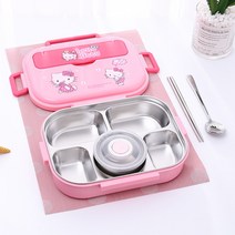 소풍도시락 스틸 보온 분리형 예쁜도시락, AH.M핑크키티5칸, 1개
