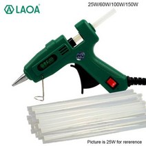 미니 무선 글루건 실리콘 laoa 25w100w 핫멜트 접착제 총 가방 세트 11mm 접착제 스틱 산업용 열 전기 열 온도 수리 도구 diy, 협력사, 100W, with10pcs 스틱, 100W+with10pcs stick+EU