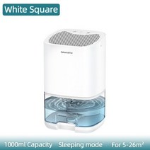 휴대용 공기 제습기 1000ml 물 탱크 수분 공기 건조기 홈 욕실 옷장 음소거 수분 흡수 LED 조명 습기 흡수 장치 공기 탱크, Eu 플러그, 흰색 사각형