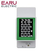 적산전력계 계량기 미터기 전자식 전력측정기 din rail 전력계 전압계 전류계 power meter ac50-300v volt amp power factor time 에너지, 1개