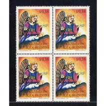 [BKstamp k-158외국우표] 아르헨티나 크리스마스 천사 1종완 블럭(1992년)