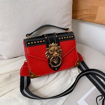금속 사자 머리 브랜드 핸드백 여성용 있는 토트백 미니 스퀘어 메신저 가방 패션 975aEA6c1