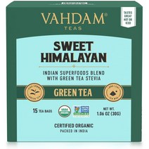 바담티 녹차 스윗 히말라야 30g 15티백 Vahdam Teas Green Tea Sweet Himalayan, 1팩