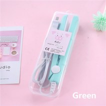 2 1 헤어 언 스트레이트닝 핫 빗 헤어 스트레이트너 및 컬링 언 스타일링 도구 플랫 언 EU 플러그, green_EU, 1개