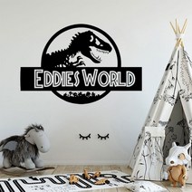 파티룸 인테리어 소품 소년 방 장식 jurassic world wall sticker custom name jurassic world vinyl wall decal 공룡 스타일, 606 오렌지, 내가 57x38cm