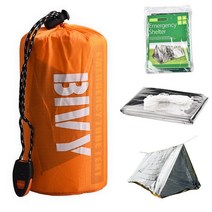 1인용 비비색 고동텐트 비박색 초경량 텐트 백페커 2인용 비상 쉼터 서바이벌 Bivy 튜브 텐트 키트 열 담요, 01 Sliver, 1개