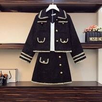 빅사이즈 코디세트 여성복 봄 가을 잔향풍 코트 통통 패션 -102582