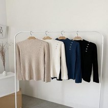 셀러허브(잡화) 여자 반목티 골지니트 가을 딱붙는 무지 긴팔티