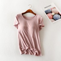나홀로집 노브라티 컴포티 모달 캡내장 반팔 노브라 브라탑 티셔츠