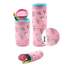 로라 원통 길이조절 초등 학생 여자 아이 필통, 슬라이드필통-핑크-S