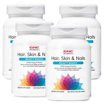 [4개 SET] GNC 여성용 헤어 스킨 & 네일 포뮬라 120 정 (캐플렛) GNC Womens Hair Skin Nails Formula 120cts, 1