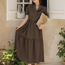 [마이더스비] [끈set] 토크 더블버튼 원피스