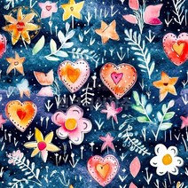 수채물감 들꽃 비즈 보석 자수, 100x100 cm