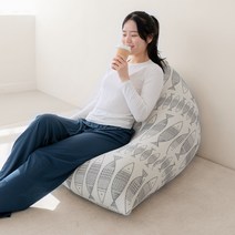 리누 꿀바른 빈백 유니크 대형 1인 소파 자수면 북유럽스타일, 물고기 크림 차콜