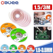 납땜용 납땜 제거 메쉬 브레이드 테이프 구리 용접 포인트 솔더 리무버 1.5-3.5mm 와이어 납땜 심지 주석 납 코드 플럭스, 3mX3.0mm, 4PCS