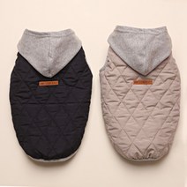 강아지 중형견 대형견 후드 패딩 조끼 겨울옷 웰시코기, 후드패딩조끼(beige)