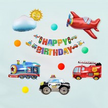 [파티지] 캐릭터 생일풍선세트 모음 피카츄 티니핑 스파이더맨 뽀로로, S_A_신호등 하늘 자동차 생일풍선 SET