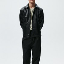 [KYO컴퍼니] ZARA 남성 심플 가죽자켓 버튼 카라넥 싱글 레더 재킷