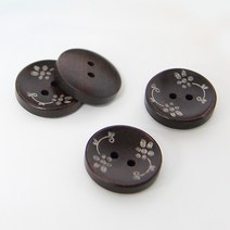 Jstrading 플라워 하트 나무단추 (20mm)- 1set(10개) 단추
