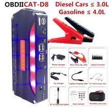 주행충전기 점프스타터 차량용 인산철 시거잭 파워뱅크 + 품질 obdiicat-d5 자동차 점프 스타터 공장 가격 전원 은행 12v 자동 부스터 손전등 비상 키트 1 년 보증, 업그레이드 버전 d8