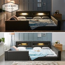 모건리빙 BEST 로엘 LED 패밀리 침대 1인형 오픈형 가드형 둥지형, 02_로엘 오픈형 LED 침대 Q+Q(초코)