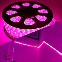 aree LED 원형 논네온 10M 단위 로프라이트 인테리어 줄조명, LED원형논네온10M_핑크색