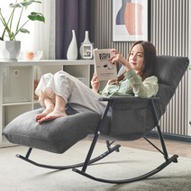 흔들의자 소파 1인용 다이닝 패브릭 이케아 리클라이너 편한 독서 안락 의자 스윙 릴렉스 체어, 린넨, 아이보리