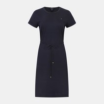 타미힐피거 여성용 라운드넥 벨티드 반소매 원피스 네이비 76J2694 411