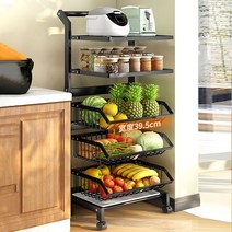 틈새 수납 과일 야채 보관함 이동식 와이드 3단 4단 5단, 3단 바구니