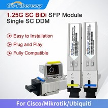광섬유장치 통신장비 SC BiDi SFP 모듈 1.25G 1310nm/1550nm 스위치 Mini GBIC Fiber Tranceiver 호환 Cisco/Mikrotik/Ubiq, [02] 1Pair 5km