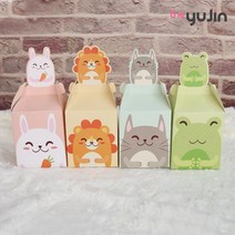 (10개세트) 동물4종 선물 상자 포장 박스 토끼 고양이 개구리 사자 캐릭터 양말 스카프 어린이집 유치원 교회 학원 키즈 어린이 아동 유아동 유아 단체 선물용 답례품, 프렌즈상자(토끼)(10개세트)