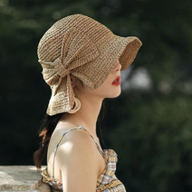 왕리본 트임 포인트 밀짚모자 와이드햇 S20_HAT_009