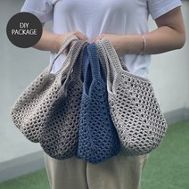 [뜨개부엌] 미니스퀘어백 만들기 7컬러중 택1 (마크라메1볼+도안+동영상) (가방아님), 멜란지그레이+실리콘코바늘7호