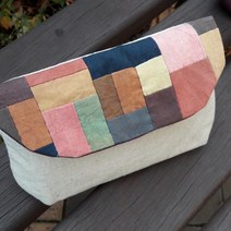 아이니들 천연염색 조각보 파우치 만들기 퀼트 DIY 패키지, 베이지