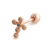 비앤비골드 [비앤비골드] 18K 십자가 로렛트 청큐빅 피어싱 한쪽 SNE35710