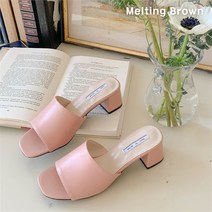 로즈블로썸 멜팅브라운 여성 캐주얼 토오픈 뮬 슬리퍼 미들힐 9color (8258952)