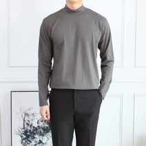 세컨에디션 모달 스판 머슬핏 봄가을 반폴라 티셔츠