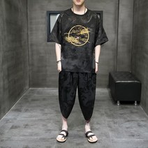 개량한복 스타일 남자 실크 상하복 생활한복 아빠옷 모던 계량 법복 B12