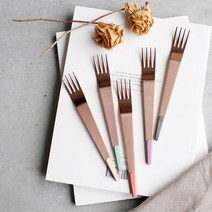 소꾸장터 유니크 컬러 로즈골드 포크 티포크선물 디져트포크 샐러드포크 도너츠포크, 퍼플